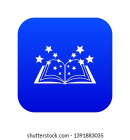 Magic book icon digital blue for any design isolated on white vector illustration