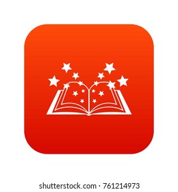 Magic book icon digital red for any design isolated on white vector illustration