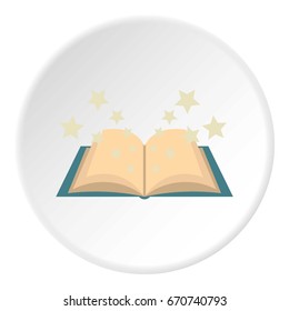 Magic book icon in flat circle isolated vector illustration for web