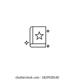 Magisches Buch-Symbol. Halloween-Symbol. Einfach, flach, umrissen, schwarz.
