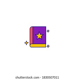 Magic book icon. Halloween icon. Simple, flat, outline, color. Filled color icon.