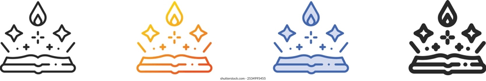 magic book icon.Thin Linear, Gradient, Blue Stroke and bold Style Design Isolated On White Background