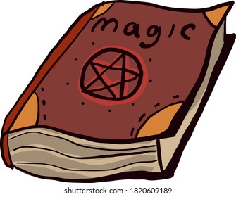 Libro mágico, ilustración, vector sobre fondo blanco