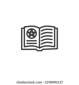 Magic book line icon. linear style sign for mobile concept and web design. Spell book outline vector icon. Symbol, logo illustration. Vector graphics