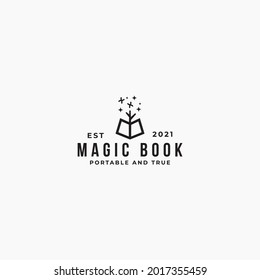 Logo del libro mágico. icono del pictograma de libro y árbol. Plantilla de negocio del logotipo de firma de poder de conocimiento. el diseño del logo del libro mágico para plantar árboles.