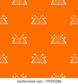 Magic book pattern repeat seamless in orange color for any design. Vector geometric illustration