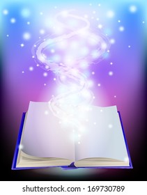 Magic book with rays of light