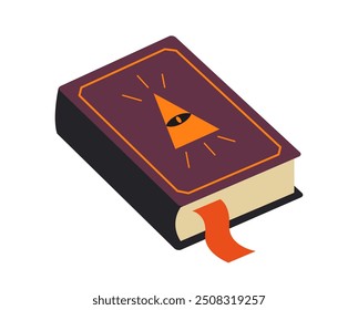 Magic book of spell isolated on white background. Vector illustration symbol witchcraft and sorcery.