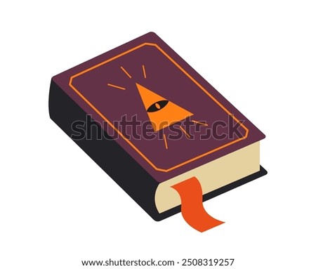 Magic book of spell isolated on white background. Vector illustration symbol witchcraft and sorcery.
