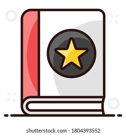 Magic book with stick, trendy flat vector of spell book 