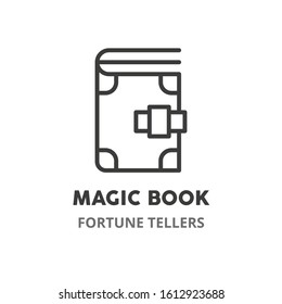 Magic book  thin line icon. Concept of fortune telling. Vector illustration symbol element for web design. 