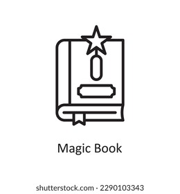 Magic Book Vector Outline icon Design illustration. Gaming Symbol on White background EPS 10 File