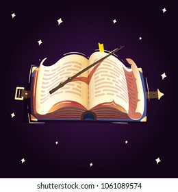 Magic book with magic wand