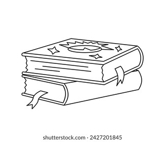 Magic books vector illustration, line art