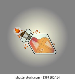 magic bottle with a fiery red drink