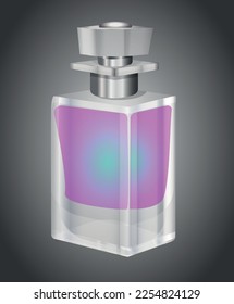 Magic bottle. Glass bottle isolated on gray gradient background.