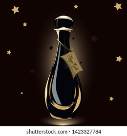 Magic bottle of gold on a dark background