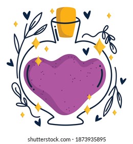 magic bottle potion elixir fantasy cartoon vector illustration