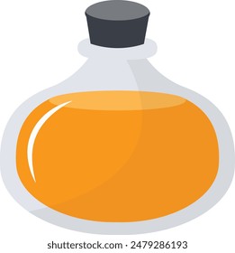 Magic Bottle Potion with Liquid. Isolated on White Background. Vector Illustration in Cartoon Design Concept.