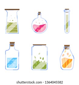 Magic bottle set on white background vector illustartion flat desing