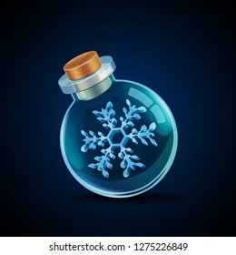 Magic bottle with snowflake inside. EPS10 vector