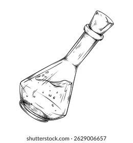 magic bottle vector line art hand drawn illustration