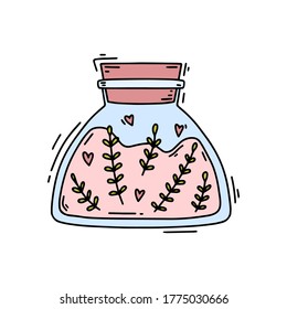 Magic bottles, colorful vector potions, cute bottles with drinks, cartoon illustrations, witch elixir, fantasy drinks, wizard