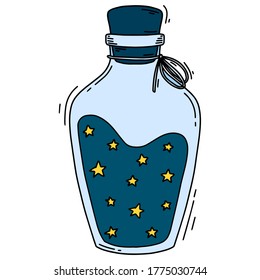 Magic bottles, colorful vector potions, cute bottles with drinks, cartoon illustrations, witch elixir, fantasy drinks, wizard