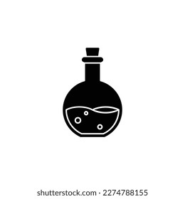 Magic Bottles liquid potion fantasy elixir silhouette icon.  Vector illustration.