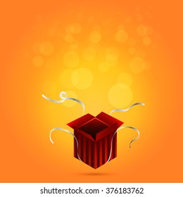 Magic box. Gift box. Christmas lights. Vector illustration