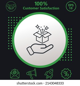 magic box icon. Background consisting of green and black colors. modern design