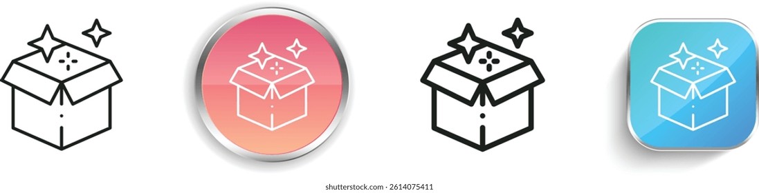 magic box icon. Thin Linear, Regular and Button Style Design Isolated On White Background