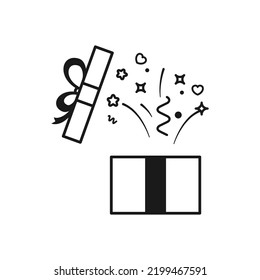 Magic box icon. trendy style sign for mobile concept and web design. Open gift box and magic stars simple line vector icon. Symbol, logo illustration. color editable