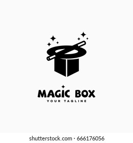 Magic box logo template design. Vector illustration.