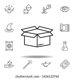 magic box outline icon. elements of magic illustration line icon. signs, symbols can be used for web, logo, mobile app, UI, UX