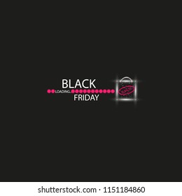 Magic box for sale on a black Friday. Flying light particles and dust on a dark background. Special offer. Super sale. Vector illustration. Progress loading bar