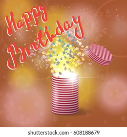 Magic box. Striped. Happy Birthday.Eps10.