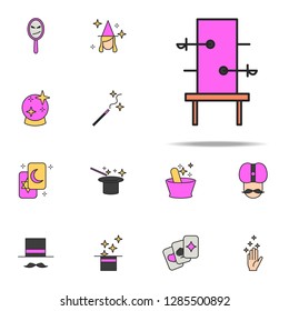 magic box with swords icon. magic icons universal set for web and mobile