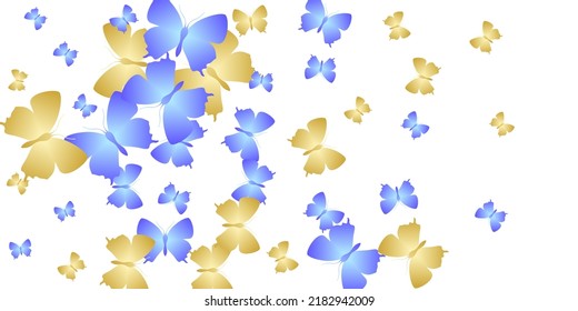 Magic bright butterflies flying vector illustration. Summer colorful insects. Simple butterflies flying children background. Delicate wings moths graphic design. Tropical creatures.