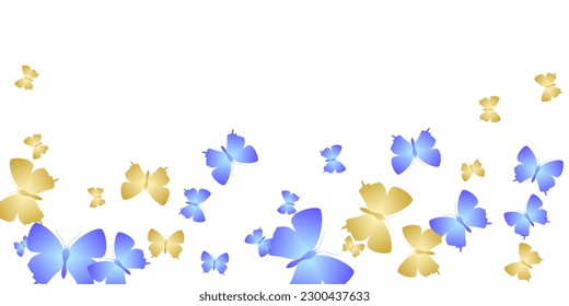 Magic bright butterflies isolated vector illustration. Summer colorful moths. Decorative butterflies isolated kids background. Gentle wings insects graphic design. Nature creatures.