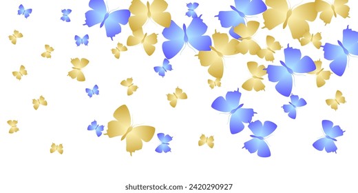 Magic bright butterflies isolated vector wallpaper. Summer vivid insects. Decorative butterflies isolated girly background. Delicate wings moths patten. Garden creatures.