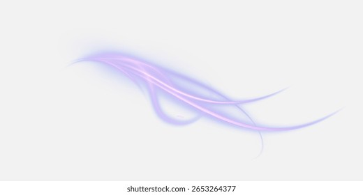 Cometa brilhante mágico com linhas de luz brilhante roxo e rosa, redemoinho brilhante mágico com curvas suaves em png fundo branco.