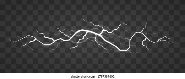 Magic and bright lighting effects. The effect of lightning, thunderstorm, zippers, symbol of natural strength or magic, light and shine, abstract, electricity and explosion. Vector illustration.