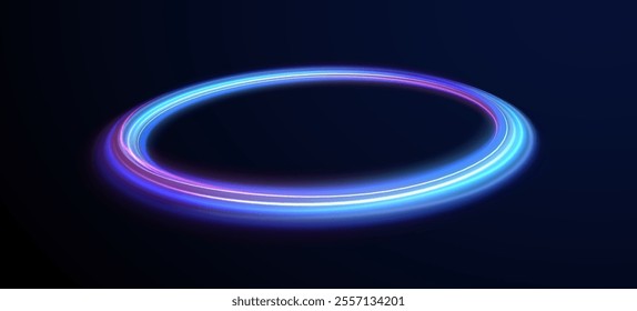 Magic bright shine glow of energy lines, shiny swirl power waves flow, electric trail glowing in dark background. Effect, png, wave,neon,line, speed, wavy, swirl,curve,speedy,vector.