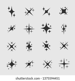 Magic bright star icon set, Vector illustration