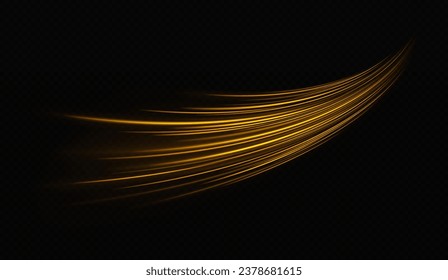 Zauberhafter, heller Pfad auf transparentem Hintergrund. Glühende Feuerlinien-Effekt. Hochgeschwindigkeits-Lichtrails-Effekt. Funkelender Lichteffekt. Shiny Space Comet.