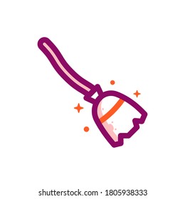magic broom flat outline halloween icon