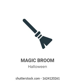 Magic broom glyph icon vector on white background. Flat vector magic broom icon symbol sign from modern halloween collection for mobile concept and web apps design.