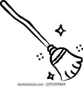 Magic Broom hand drawn vector illustrations