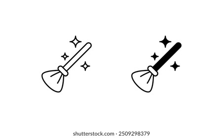 Magic Broom icon design with white background stock illustration